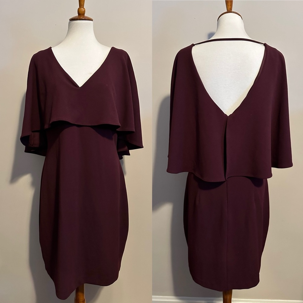 Badgley Mischka Capelet Popover Sheath Dress